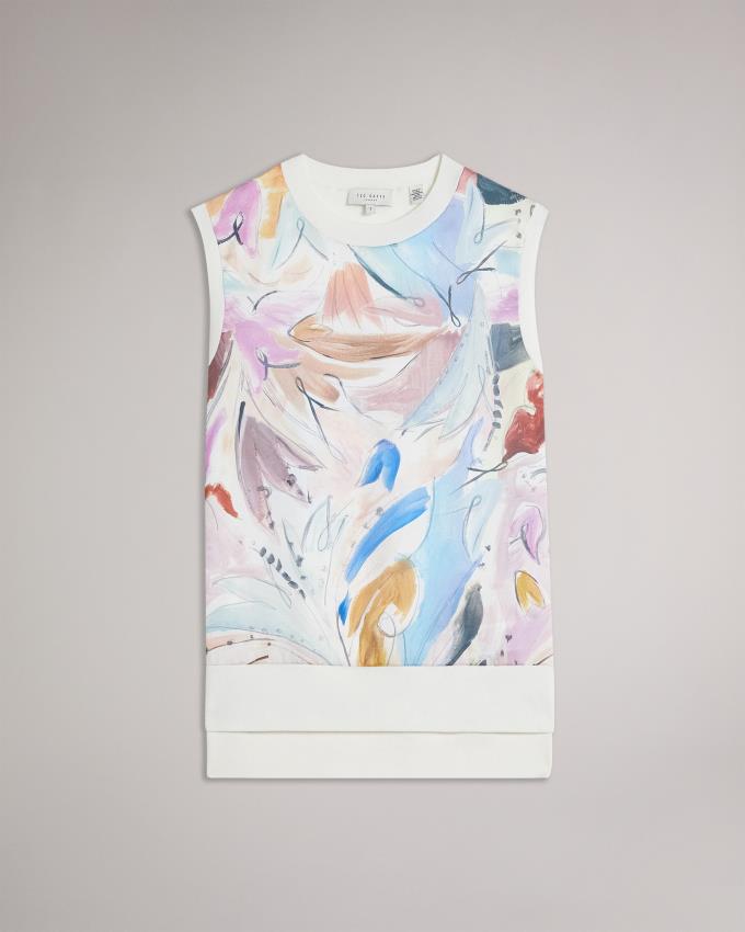 Hauts Ted Baker Art Print Sleeveless Blanche Femme | MHI-71030832